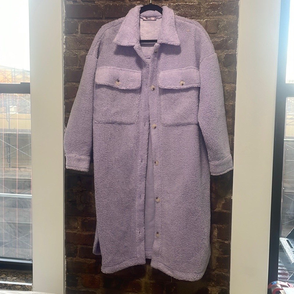 Lilac Sherpa Long Jacket